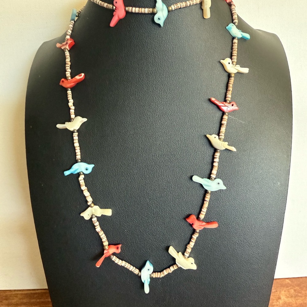 Vintage Zuni Fetish colorful Necklace